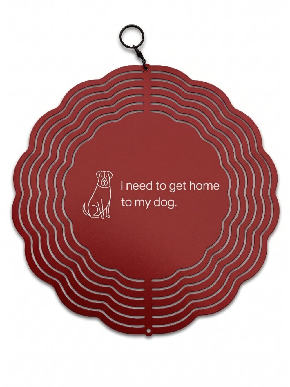 10" I Need to Get Home to My Dog Kinetic Wind Spinner - Red Metal Hanging Decor